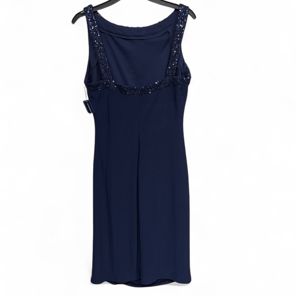 American Living Navy Blue Sequin Trim Ruched Sheath Dress - Size 6 - Picture 7 of 8